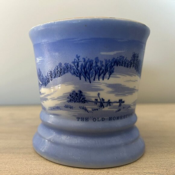 Currier & Ives The Old Homestead in Winter Coffee Mug Blue/White/Gold - Picture 11 of 12